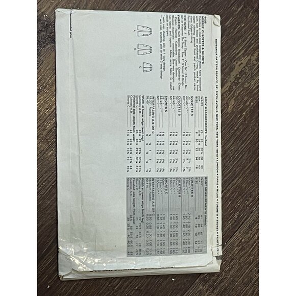 Butterick 4406 Pattern Vintage Misses Culottes & Shorts Size 8 UNCUT - Picture 2 of 4